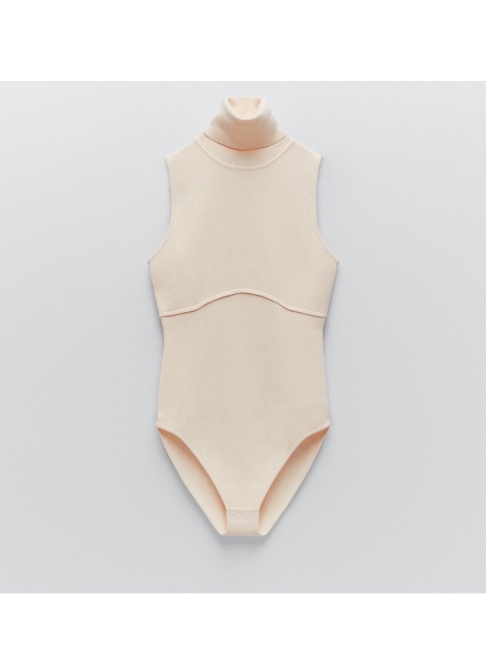 Zara Sleeveless Turtleneck One-Piece in Pale Cream